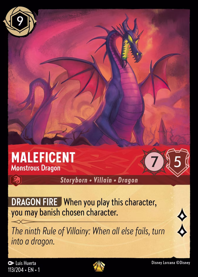 Maleficent - Monstrous Dragon 1-113 Lorcana card