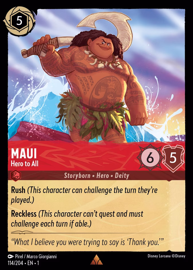 Maui - Hero to All 1-114 Lorcana card