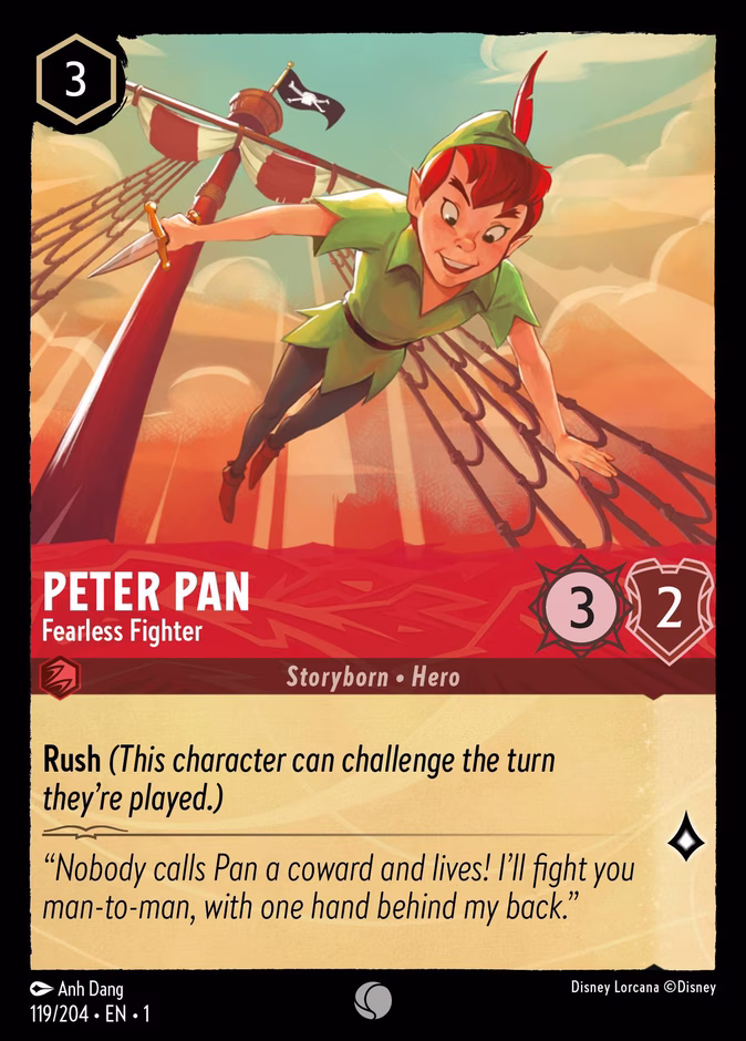 Peter Pan - Fearless Fighter 1-119 Lorcana card