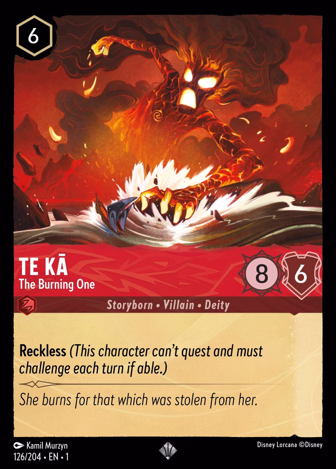 Te Kā - The Burning One 1-126 Lorcana card