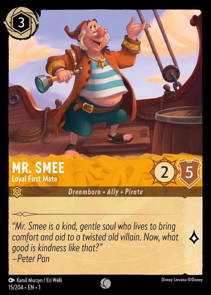 Mr. Smee - Loyal First Mate 1-15 Lorcana card