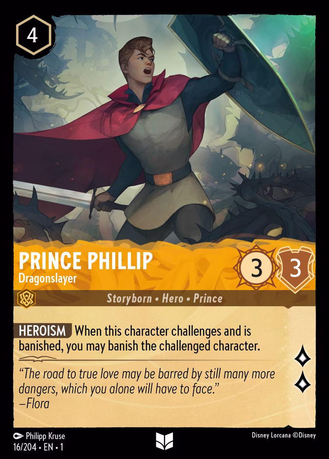 Prince Phillip - Dragonslayer 1-16 Lorcana card