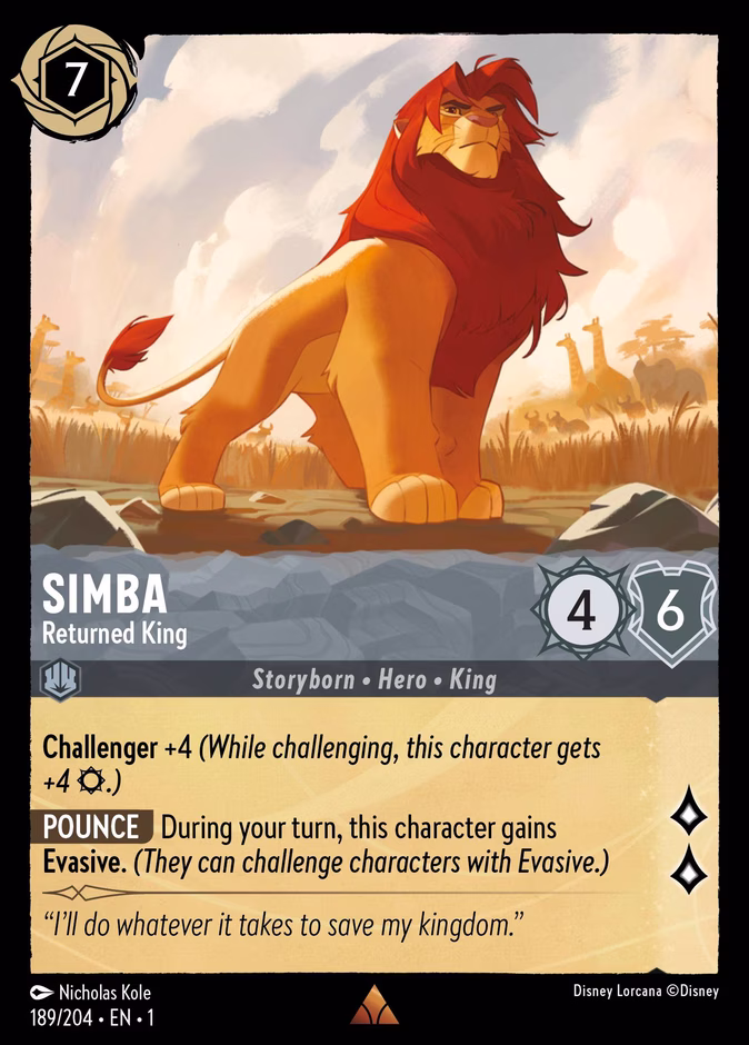 Simba - Returned King 1-189 Lorcana card
