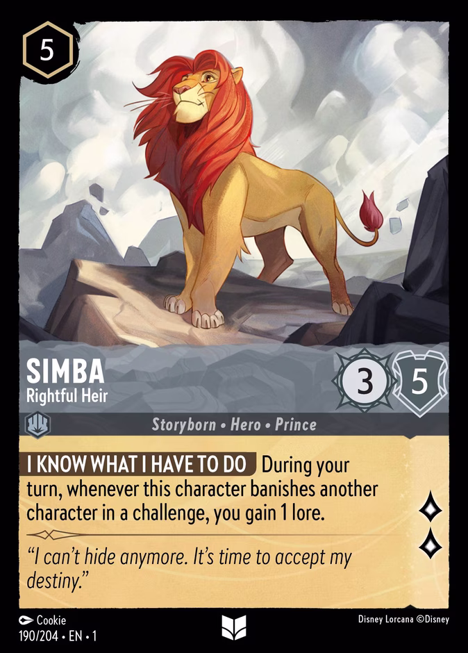 Simba - Rightful Heir 1-190 Lorcana card