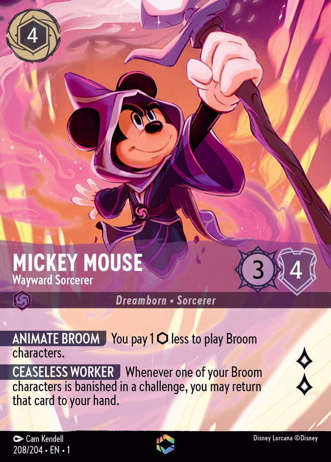Mickey Mouse - Wayward Sorcerer 1-208 Lorcana card
