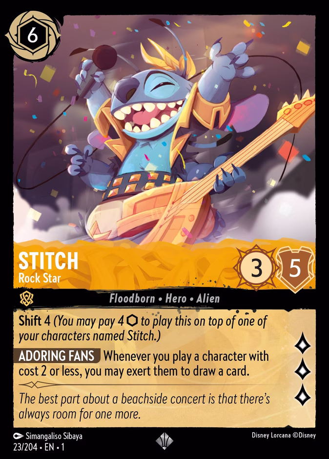 Stitch - Rock Star 1-23 Lorcana card