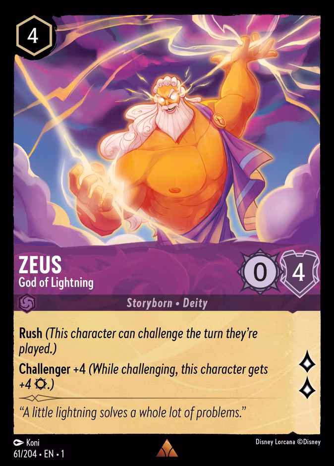 Zeus - God of Lightning 1-61 Lorcana card