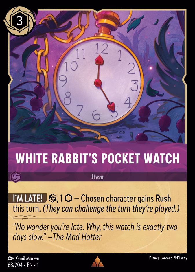 White Rabbit's Pocket Watch 1-68 Lorcana card