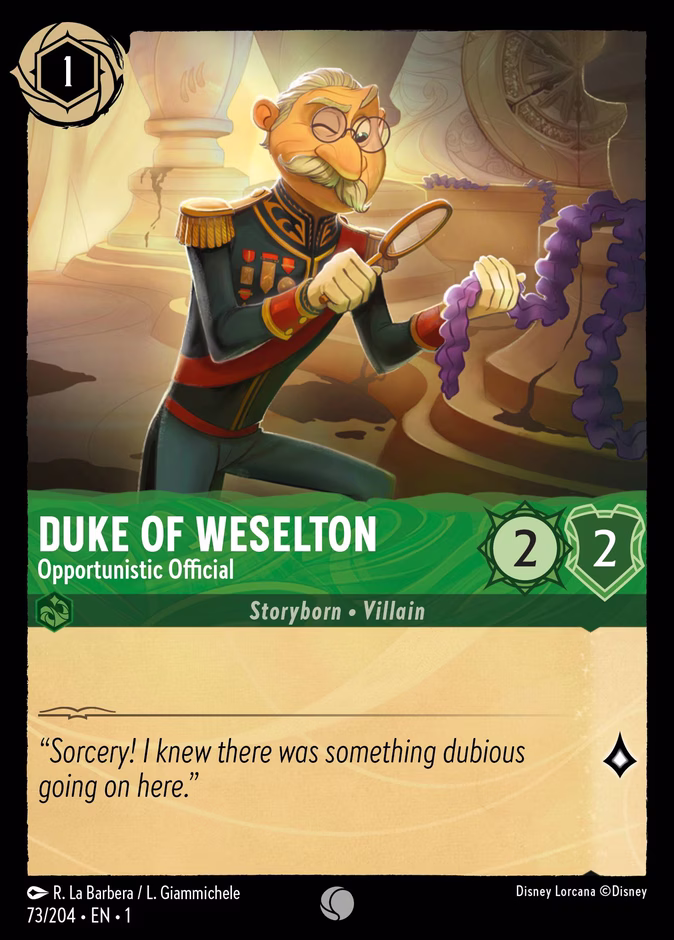 Duke of Weselton - Opportunistic Official 1-73 Lorcana card