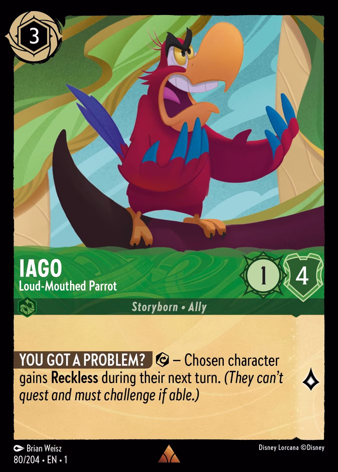 Iago - Loud-Mouthed Parrot 1-80 Lorcana card