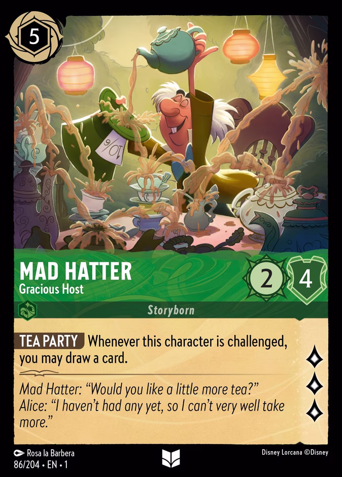 Mad Hatter - Gracious Host 1-86 Lorcana card