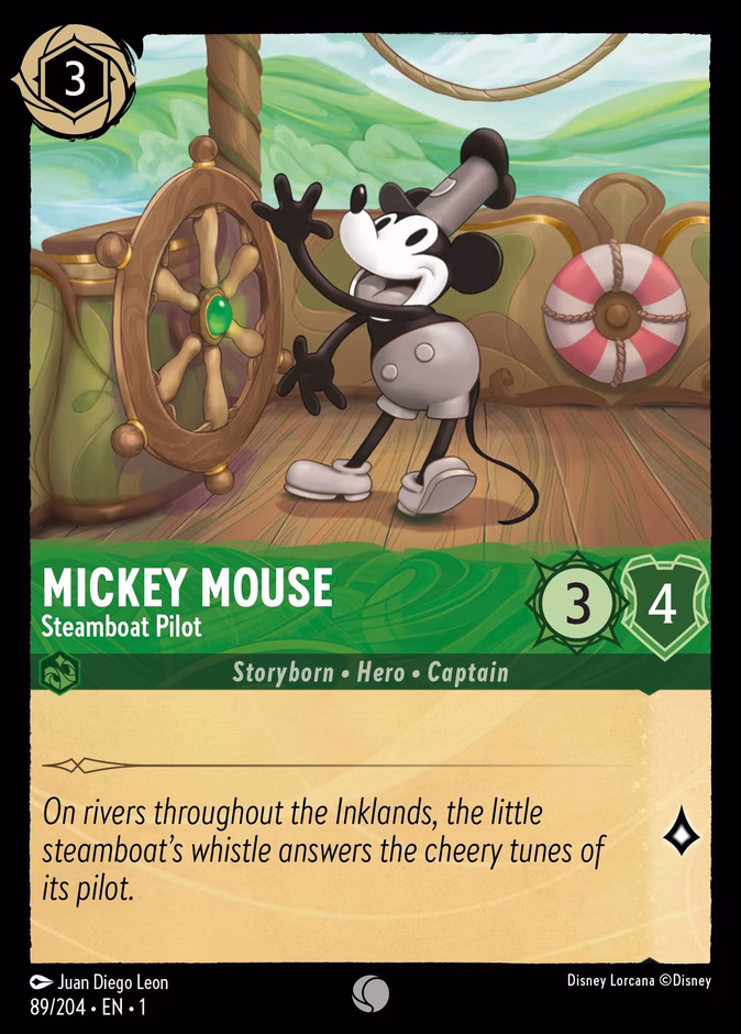 Mickey Mouse - Steamboat Pilot 1-89 Lorcana card