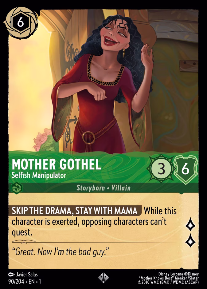 Mother Gothel - Selfish Manipulator 1-90 Lorcana card