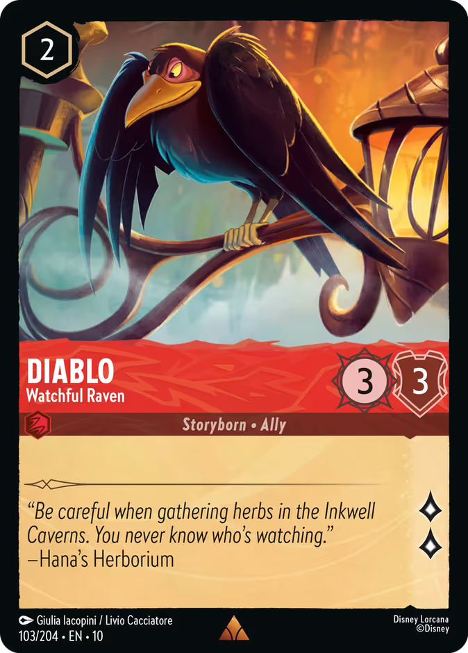 Diablo - Watchful Raven 10-103 Lorcana card