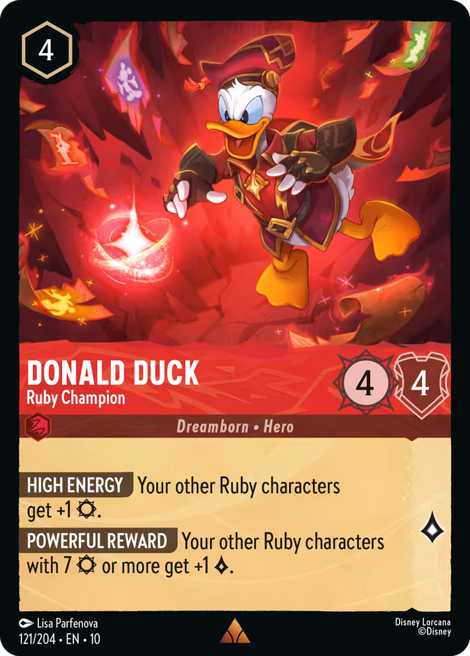 Donald Duck - Ruby Champion 10-121 Lorcana card