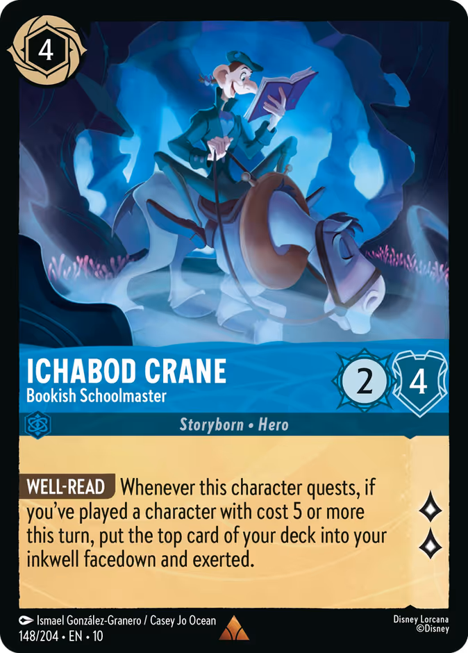 Ichabod Crane - Bookish Schoolmaster 10-148 Lorcana card