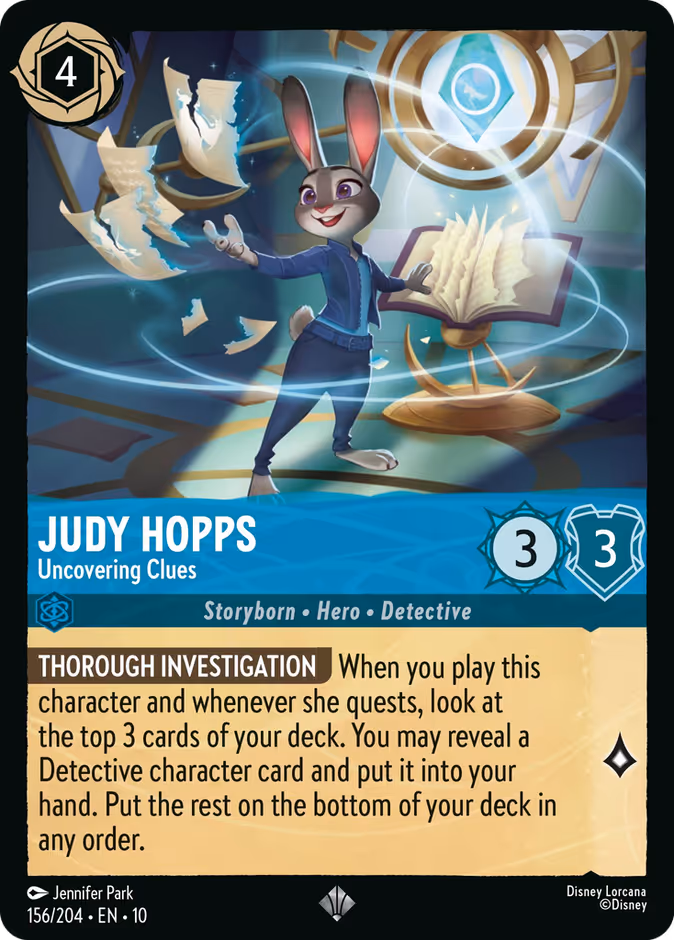 Judy Hopps - Uncovering Clues 10-156 Lorcana card