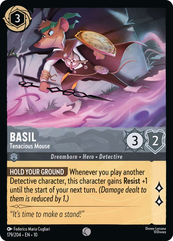 Basil - Tenacious Mouse 10-179 Lorcana card
