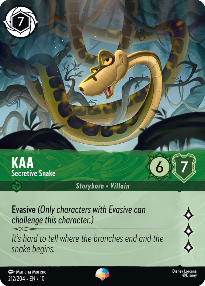 Kaa - Secretive Snake 10-212 Lorcana card