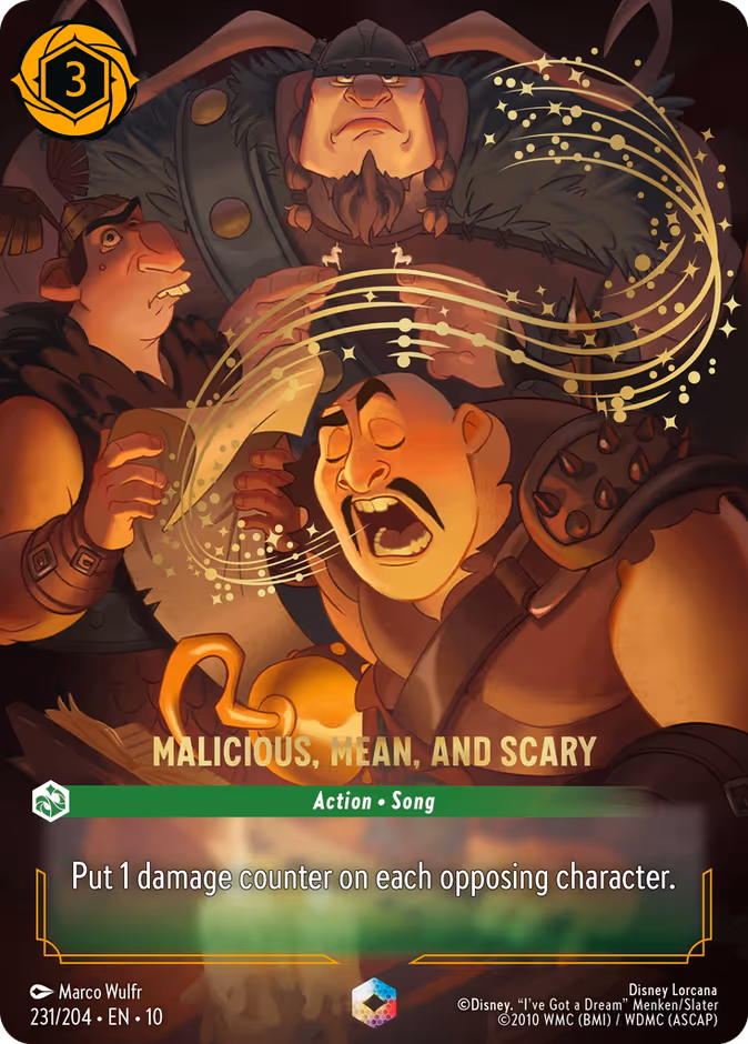 Malicious, Mean, and Scary 10-231 Lorcana card