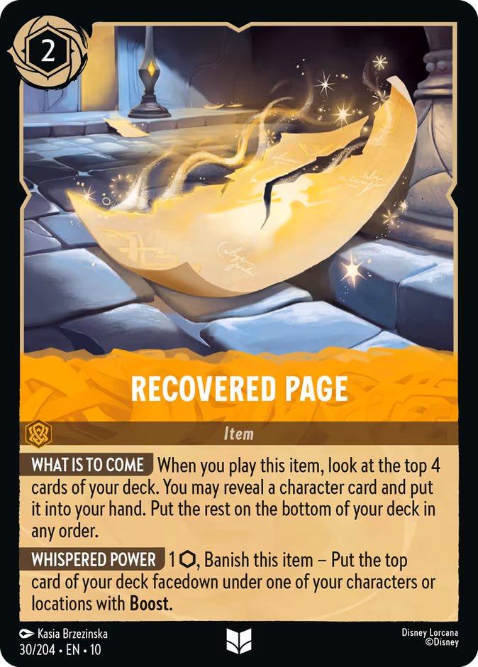 Recovered Page 10-30 Lorcana card