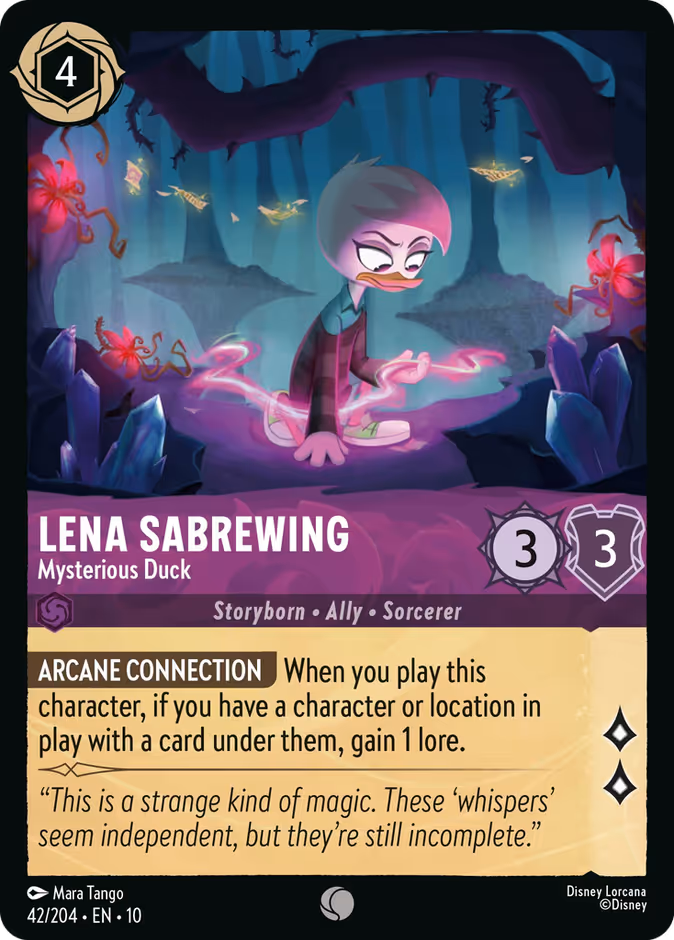 Lena Sabrewing - Mysterious Duck 10-42 Lorcana card