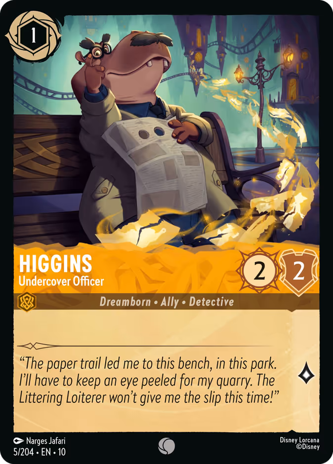 Higgins - Undercover Officer 10-5 Lorcana card