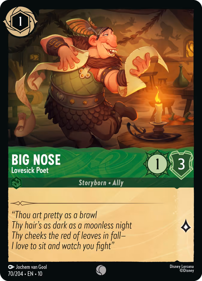 Big Nose - Lovesick Poet 10-70 Lorcana card