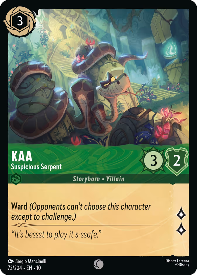 Kaa - Suspicious Serpent 10-72 Lorcana card