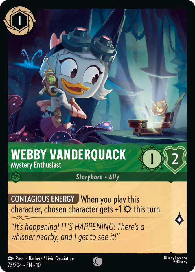 Webby Vanderquack - Mystery Enthusiast 10-73 Lorcana card