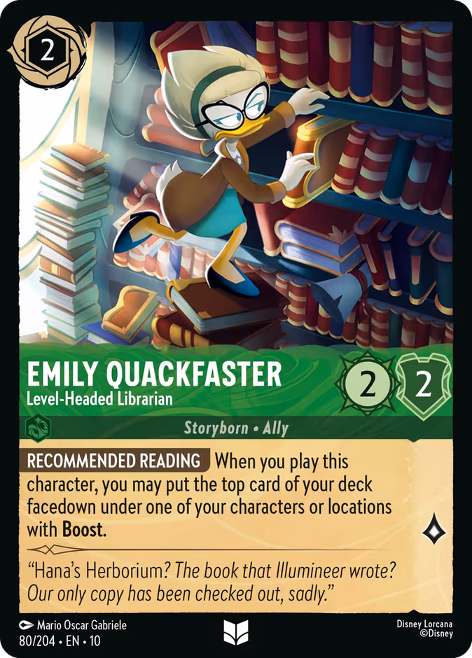 Emily Quackfaster - Level-Headed Librarian 10-80 Lorcana card