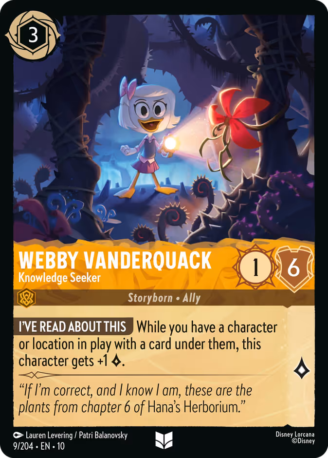 Webby Vanderquack - Knowledge Seeker 10-9 Lorcana card