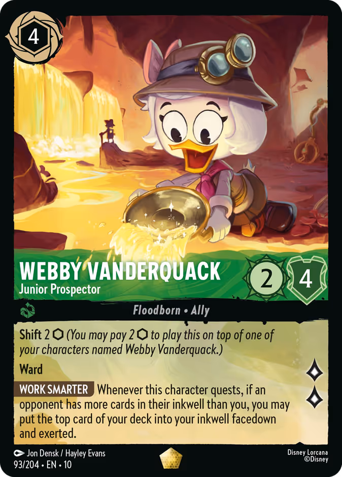 Webby Vanderquack - Junior Prospector 10-93 Lorcana card