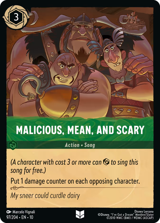 Malicious, Mean, and Scary 10-97 Lorcana card