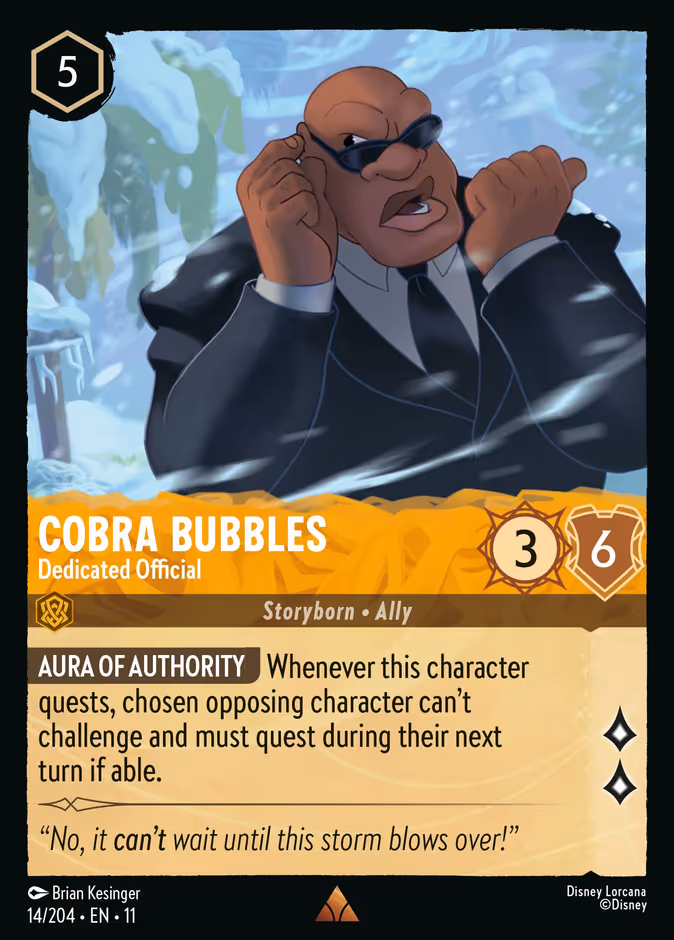 Cobra Bubbles - Dedicated Official 11-14 Lorcana card