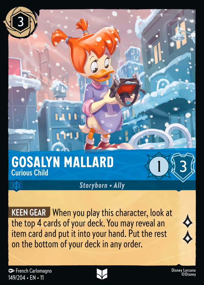 Gosalyn Mallard - Curious Child 11-149 Lorcana card