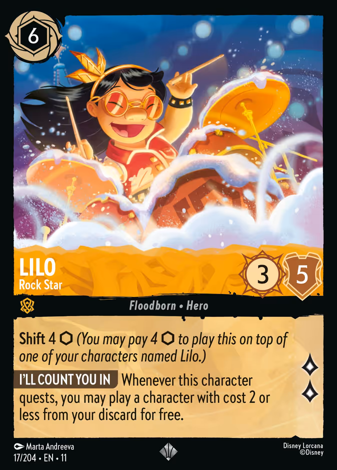 Lilo - Rock Star 11-17 Lorcana card