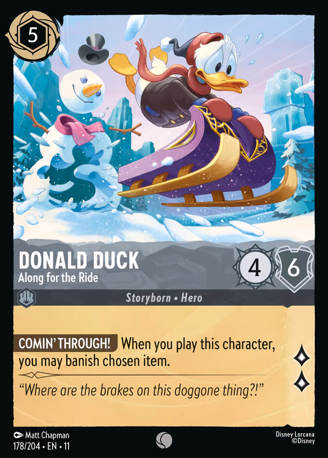 Donald Duck - Along for the Ride 11-178 Lorcana card