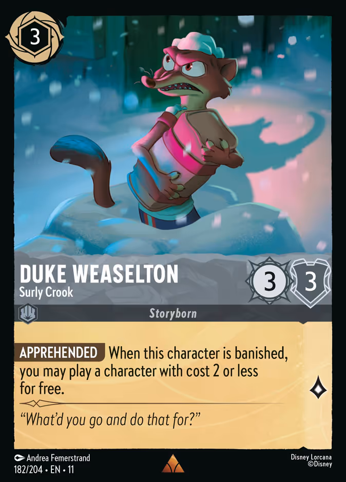 Duke Weaselton - Surly Crook 11-182 Lorcana card