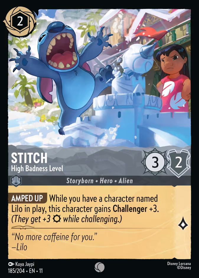 Stitch - High Badness Level 11-185 Lorcana card