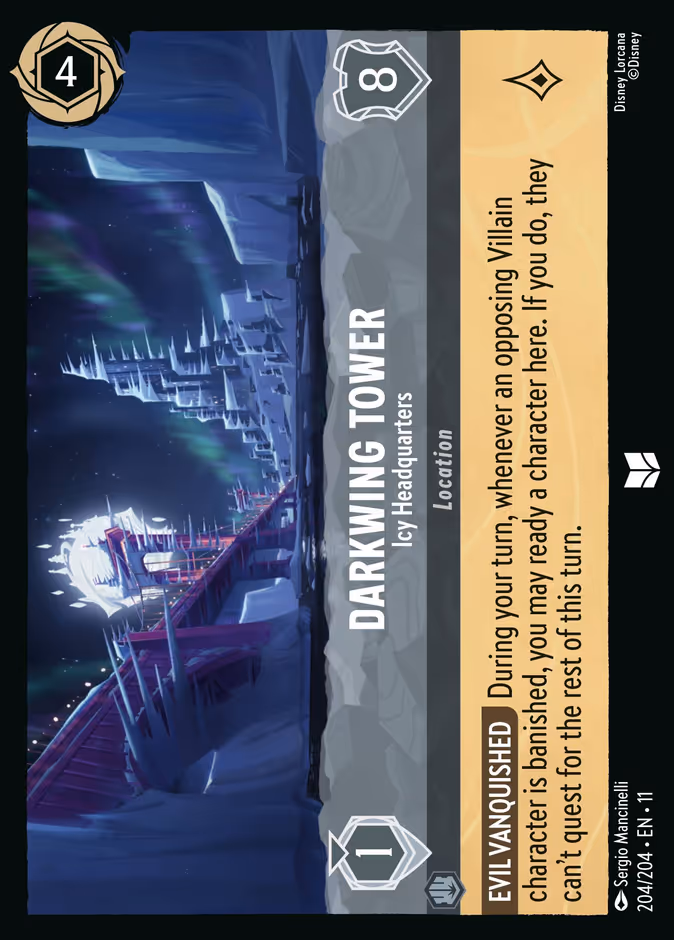 Darkwing Tower - Icy Headquarters 11-204 Lorcana card