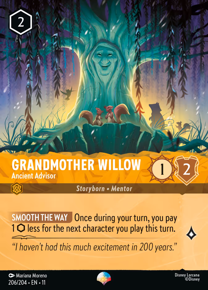 Grandmother Willow - Ancient Advisor 11-206 Lorcana card