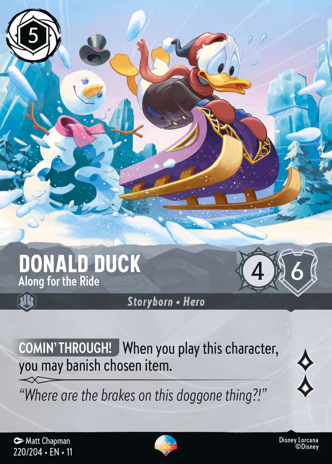 Donald Duck - Along for the Ride 11-220 Lorcana card