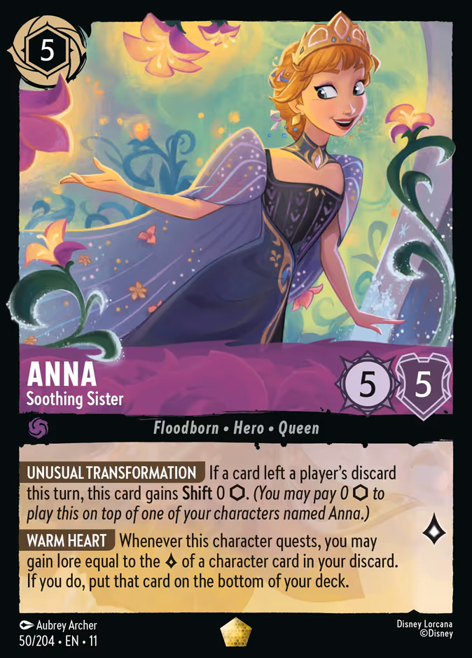 Anna - Soothing Sister 11-50 Lorcana card