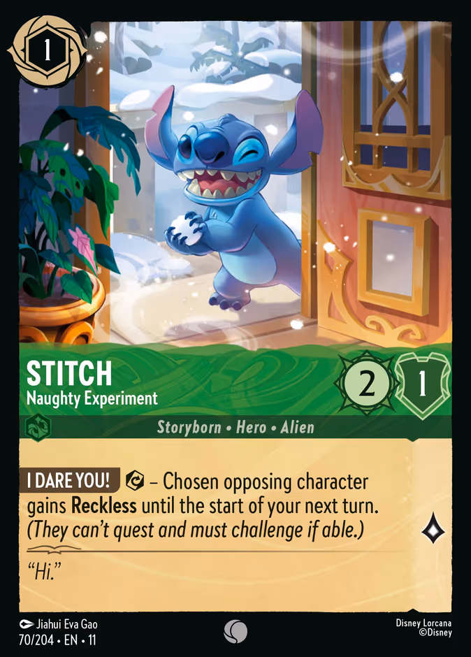 Stitch - Naughty Experiment 11-70 Lorcana card