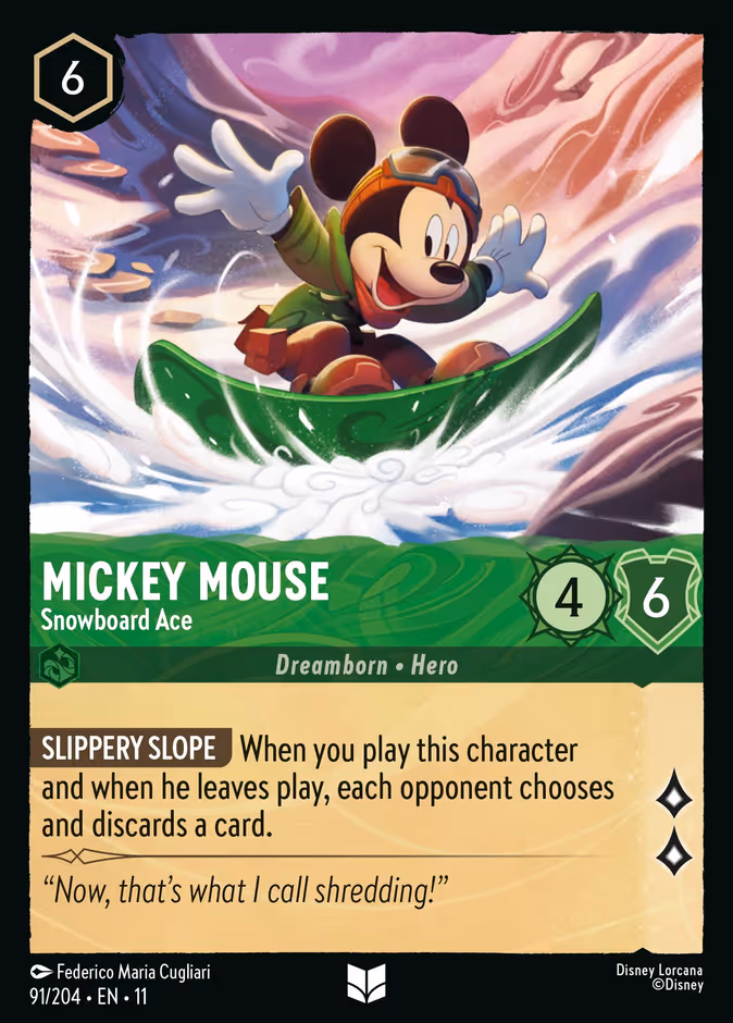 Mickey Mouse - Snowboard Ace 11-91 Lorcana card