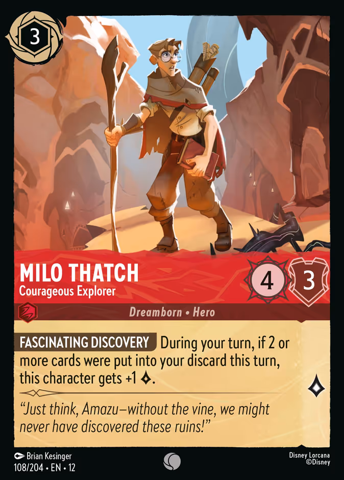 Milo Thatch - Courageous Explorer 12-108 Lorcana card