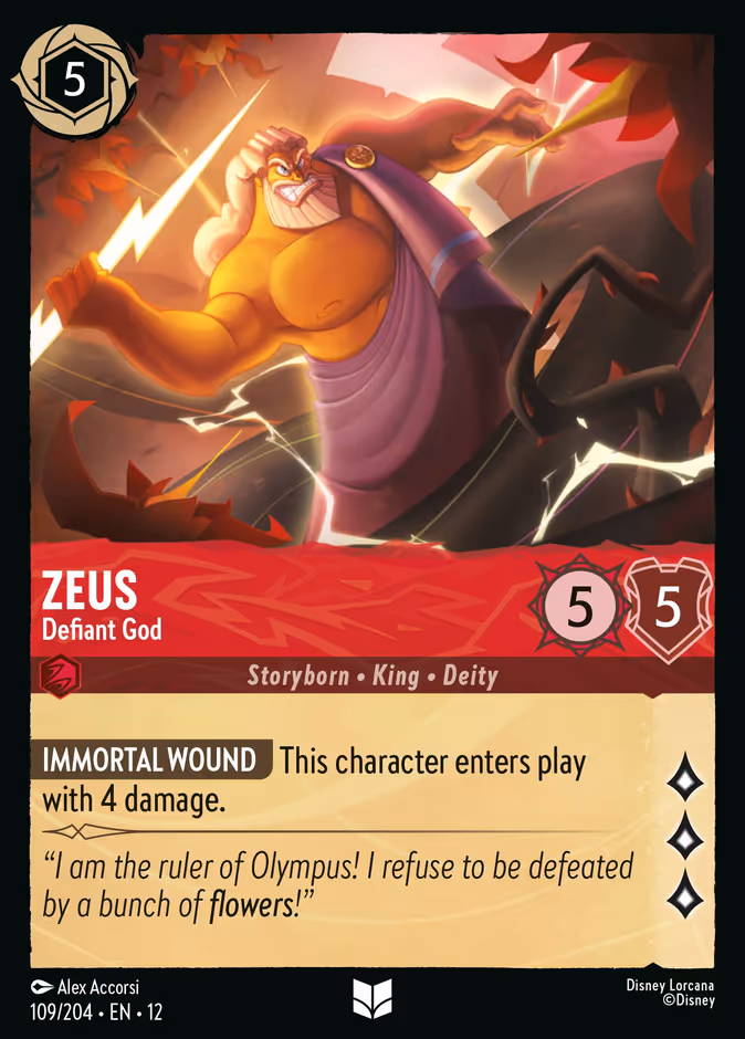 Zeus - Defiant God 12-109 Lorcana card