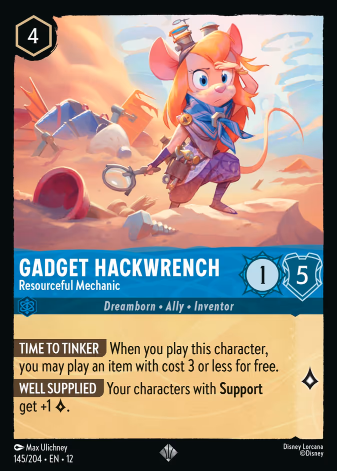 Gadget Hackwrench - Resourceful Mechanic 12-145 Lorcana card