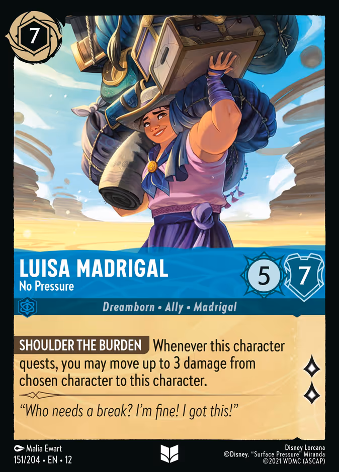 Luisa Madrigal - No Pressure 12-151 Lorcana card